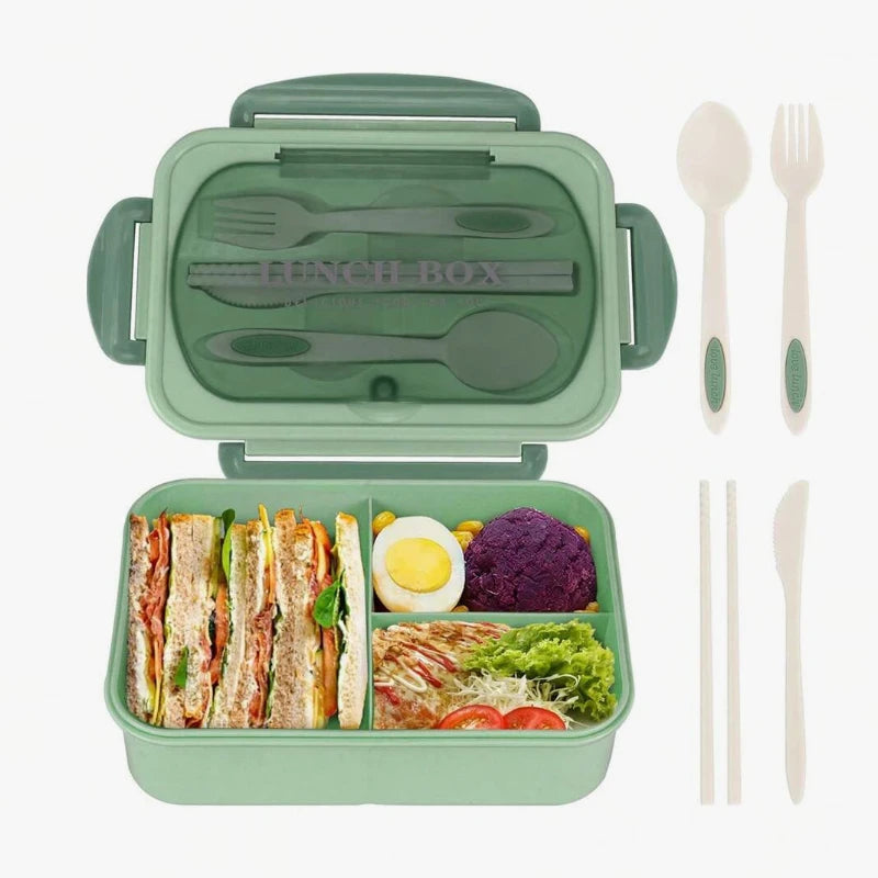 A Food Container for Lunch, a Set of Bento Boxes for Adults, with Utensils That Can Be Placed in the Microwave and Dishwasher