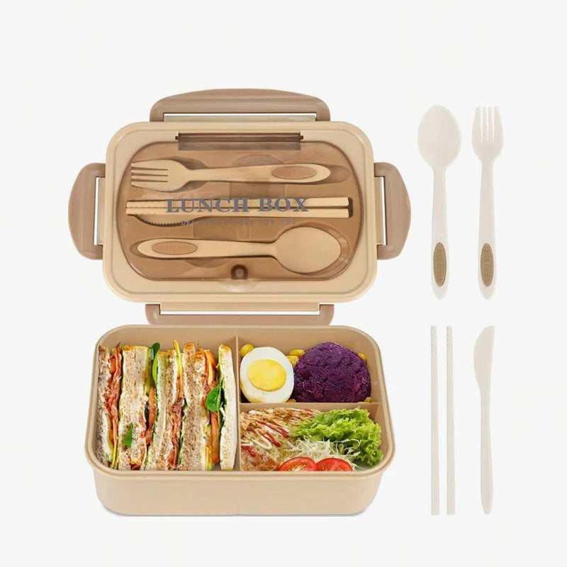 A Food Container for Lunch, a Set of Bento Boxes for Adults, with Utensils That Can Be Placed in the Microwave and Dishwasher