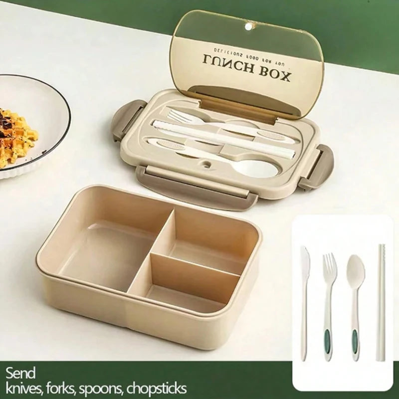 A Food Container for Lunch, a Set of Bento Boxes for Adults, with Utensils That Can Be Placed in the Microwave and Dishwasher