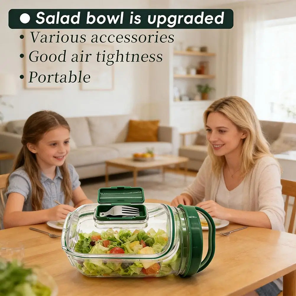 Portable Salad Container Jar with Fork and Dressing Layer Leakproof Lunch Container for Meal Prep Office Travel Outdoor Use