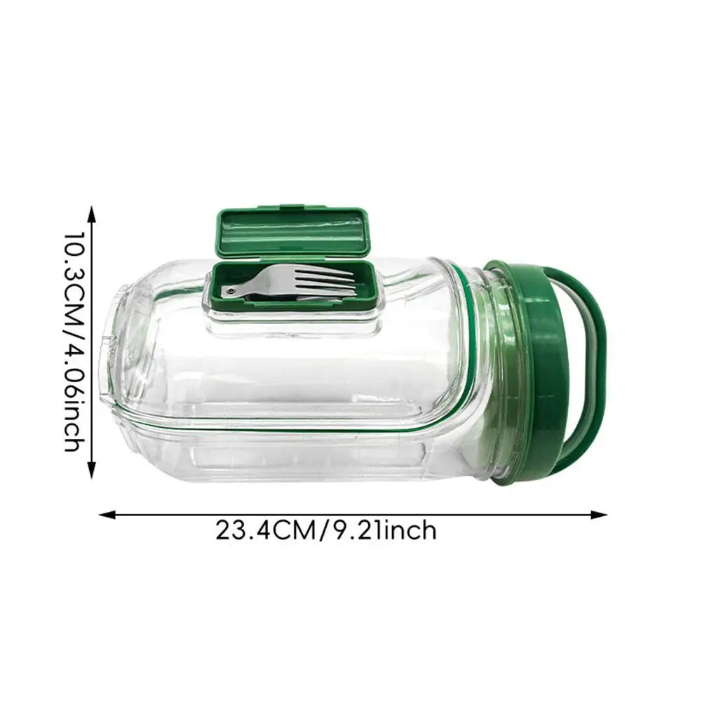Portable Salad Container Jar with Fork and Dressing Layer Leakproof Lunch Container for Meal Prep Office Travel Outdoor Use