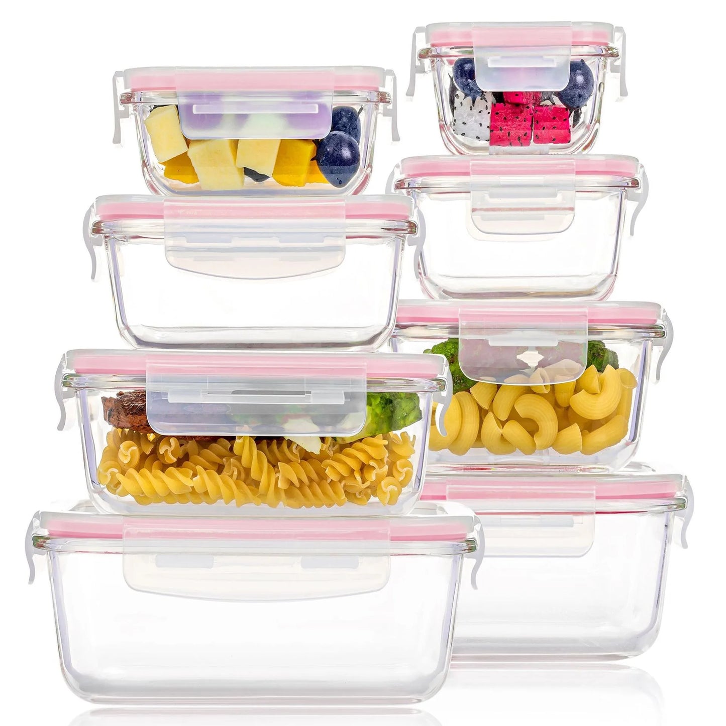 Glass Lunch Box Food Storage Containers, Meal Prep , Airtight Bento Boxes, for Microwave, Oven, Freezer and Dishwasher, BPA Free