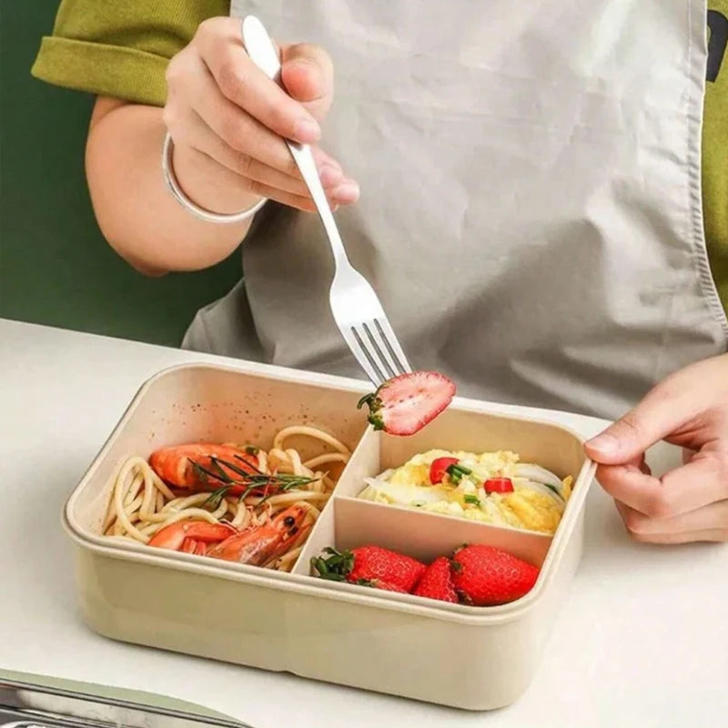 A Food Container for Lunch, a Set of Bento Boxes for Adults, with Utensils That Can Be Placed in the Microwave and Dishwasher