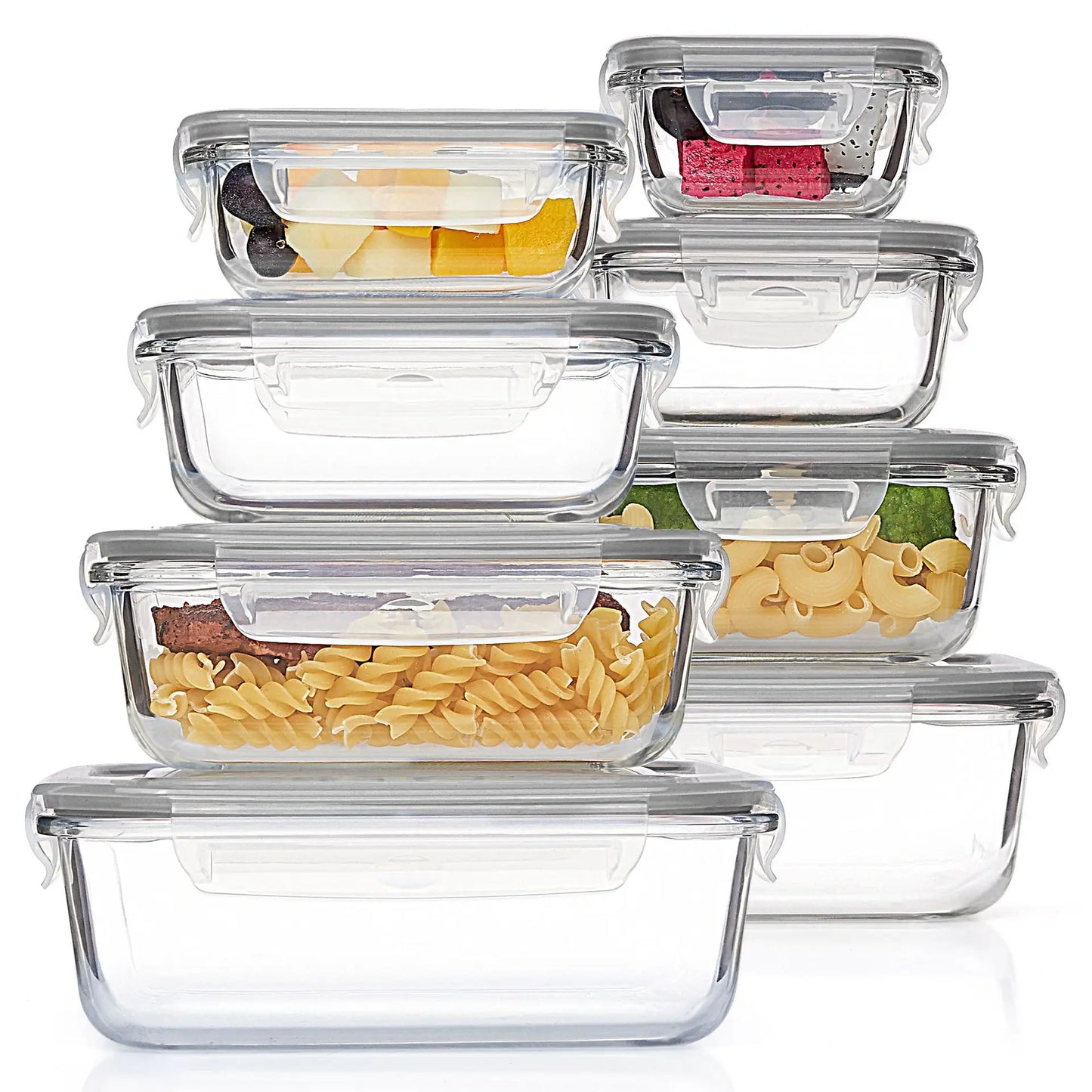 Glass Lunch Box Food Storage Containers, Meal Prep , Airtight Bento Boxes, for Microwave, Oven, Freezer and Dishwasher, BPA Free