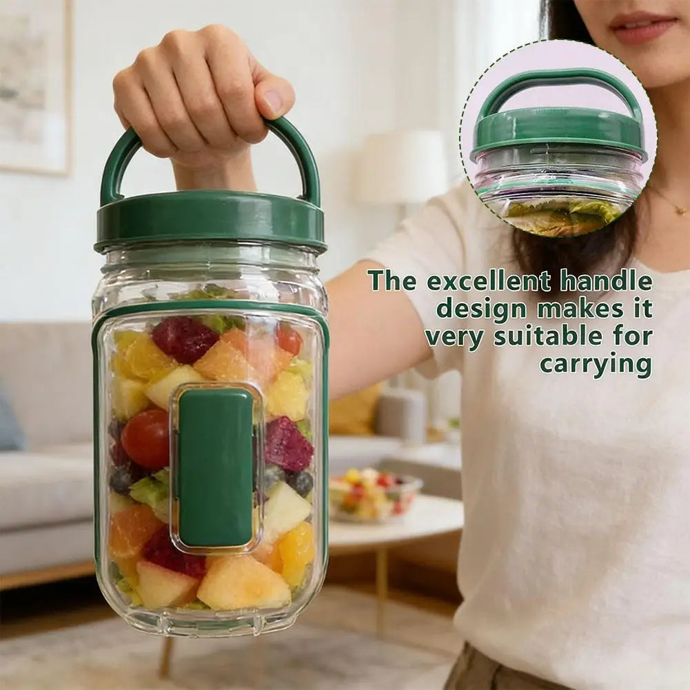 Portable Salad Container Jar with Fork and Dressing Layer Leakproof Lunch Container for Meal Prep Office Travel Outdoor Use