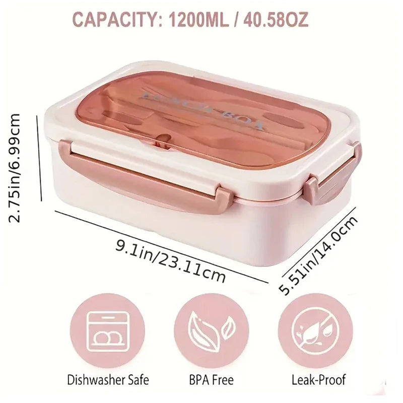 A Food Container for Lunch, a Set of Bento Boxes for Adults, with Utensils That Can Be Placed in the Microwave and Dishwasher