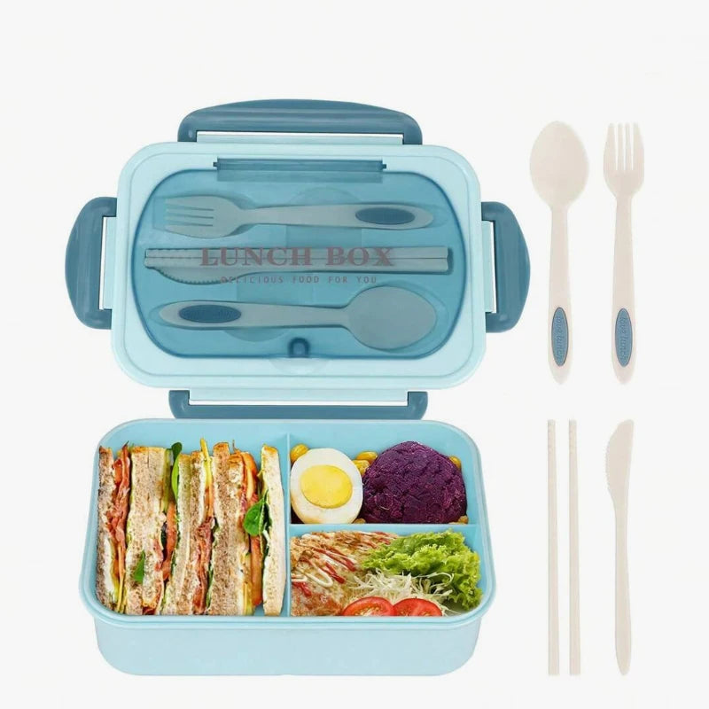 A Food Container for Lunch, a Set of Bento Boxes for Adults, with Utensils That Can Be Placed in the Microwave and Dishwasher